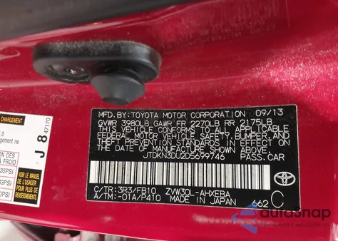 2013 Toyota Prius Three z USA, uszkodzony, nr VIN JTDKN3DU2D5699746